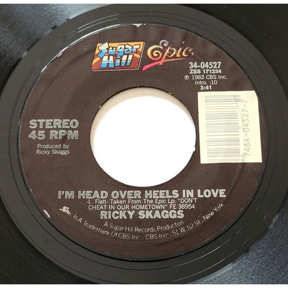 Ricky Scaggs Uncle Pen / I'm Head Over Heels In Love 45 RPM Sugar Hill VG+ '83 - Picture 2 of 2
